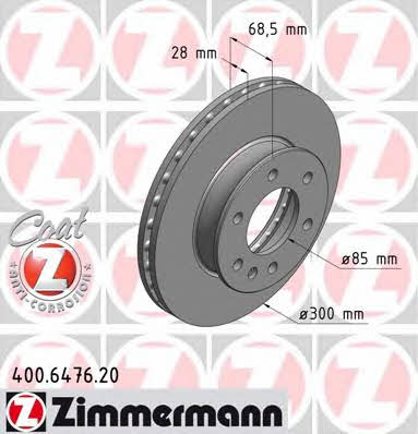 Otto Zimmermann 400.6476.20 Тормозной диск передний вентилируемый 400647620: Отличная цена - Купить в Польше на 2407.PL!