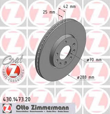 Otto Zimmermann 430.1473.20 Front brake disc ventilated 430147320: Buy near me in Poland at 2407.PL - Good price!