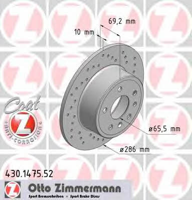 Otto Zimmermann 430.1475.52 Диск гальмівний 430147552: Приваблива ціна - Купити у Польщі на 2407.PL!