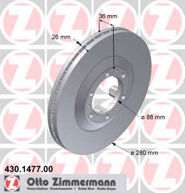 Otto Zimmermann 430.1477.00 Front brake disc ventilated 430147700: Buy near me in Poland at 2407.PL - Good price!