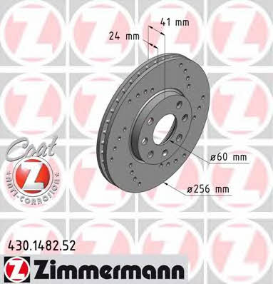Otto Zimmermann 430.1482.52 Тормозной диск передний вентилируемый 430148252: Отличная цена - Купить в Польше на 2407.PL!