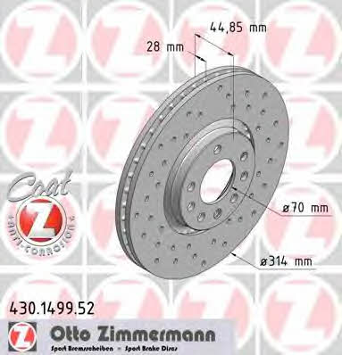 Otto Zimmermann 430.1499.52 Front brake disc ventilated 430149952: Buy near me in Poland at 2407.PL - Good price!
