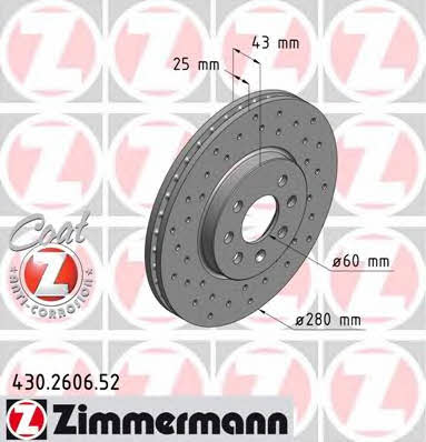 Otto Zimmermann 430.2606.52 Front brake disc ventilated 430260652: Buy near me in Poland at 2407.PL - Good price!