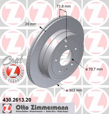 Otto Zimmermann 430.2613.20 Rear ventilated brake disc 430261320: Buy near me in Poland at 2407.PL - Good price!