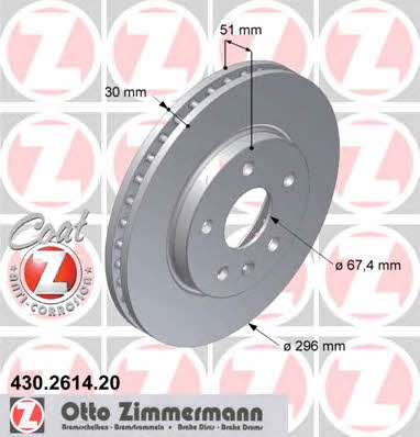 Otto Zimmermann 430.2614.20 Front brake disc ventilated 430261420: Buy near me in Poland at 2407.PL - Good price!