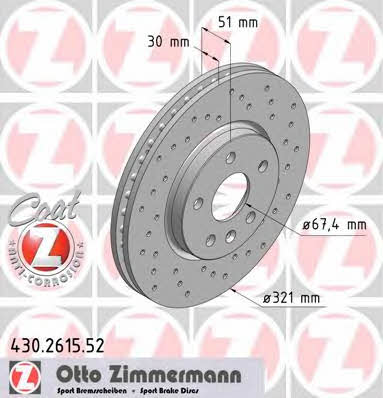 Otto Zimmermann 430.2615.52 Front brake disc ventilated 430261552: Buy near me in Poland at 2407.PL - Good price!