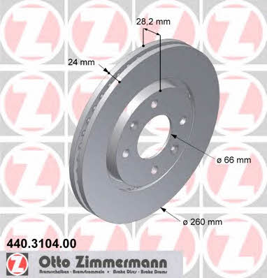 Otto Zimmermann 440.3104.00 Tarcza hamulcowa 440310400: Dobra cena w Polsce na 2407.PL - Kup Teraz!