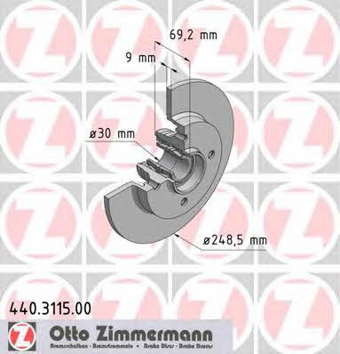 Otto Zimmermann 440.3115.00 Rear brake disc, non-ventilated 440311500: Buy near me in Poland at 2407.PL - Good price!