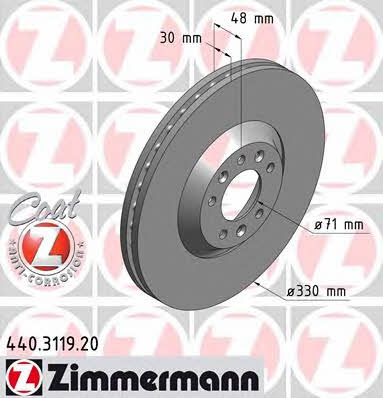 Otto Zimmermann 440.3119.20 Front brake disc ventilated 440311920: Buy near me at 2407.PL in Poland at an Affordable price!