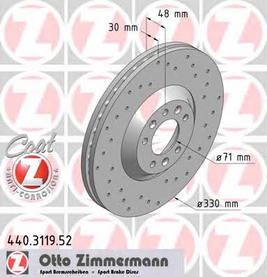 Otto Zimmermann 440.3119.52 Front brake disc ventilated 440311952: Buy near me in Poland at 2407.PL - Good price!