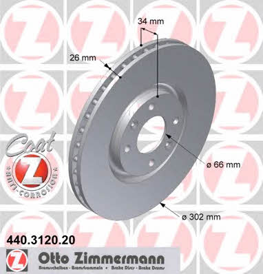 Otto Zimmermann 440.3120.20 Тормозной диск передний вентилируемый 440312020: Отличная цена - Купить в Польше на 2407.PL!