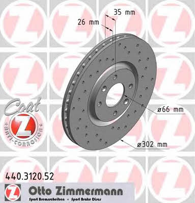 Otto Zimmermann 440.3120.52 Front brake disc ventilated 440312052: Buy near me in Poland at 2407.PL - Good price!