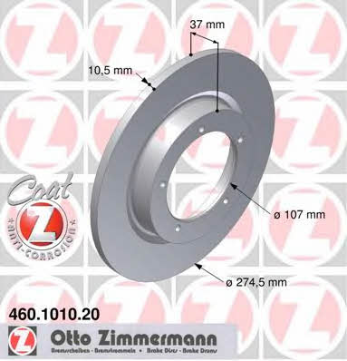 Otto Zimmermann 460.1010.20 Unventilated front brake disc 460101020: Buy near me in Poland at 2407.PL - Good price!