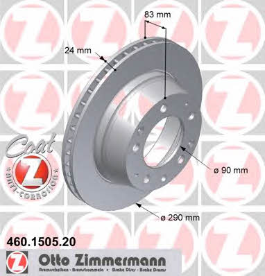 Otto Zimmermann 460.1505.20 Rear ventilated brake disc 460150520: Buy near me in Poland at 2407.PL - Good price!
