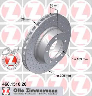 Otto Zimmermann 460.1510.20 Тормозной диск задний вентилируемый 460151020: Отличная цена - Купить в Польше на 2407.PL!