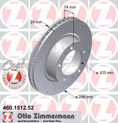 Otto Zimmermann 460.1512.52 Тормозной диск передний вентилируемый 460151252: Отличная цена - Купить в Польше на 2407.PL!