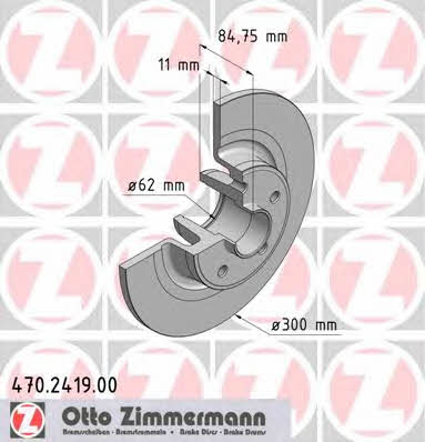 Otto Zimmermann 470.2419.00 Rear brake disc, non-ventilated 470241900: Buy near me in Poland at 2407.PL - Good price!