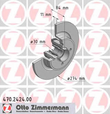 Otto Zimmermann 470.2424.00 Rear brake disc, non-ventilated 470242400: Buy near me in Poland at 2407.PL - Good price!