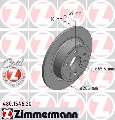 Otto Zimmermann 480.1546.20 Rear brake disc, non-ventilated 480154620: Buy near me in Poland at 2407.PL - Good price!