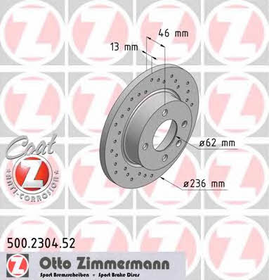 Otto Zimmermann 500.2304.52 Tarcza hamulcowa 500230452: Dobra cena w Polsce na 2407.PL - Kup Teraz!