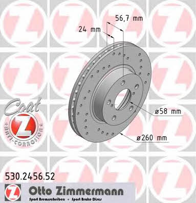 Otto Zimmermann 530.2456.52 Тормозной диск передний вентилируемый 530245652: Отличная цена - Купить в Польше на 2407.PL!