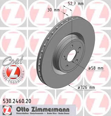 Otto Zimmermann 530.2460.20 Wentylowana przednia tarcza hamulcowa 530246020: Atrakcyjna cena w Polsce na 2407.PL - Zamów teraz!