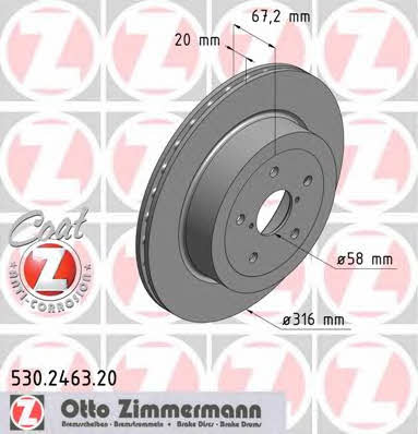 Otto Zimmermann 530.2463.20 Brake disc 530246320: Buy near me in Poland at 2407.PL - Good price!