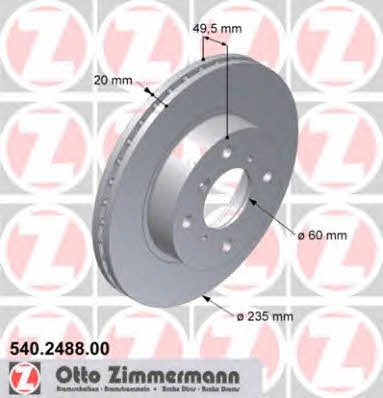 Otto Zimmermann 540.2488.00 Диск гальмівний передній вентильований 540248800: Приваблива ціна - Купити у Польщі на 2407.PL!