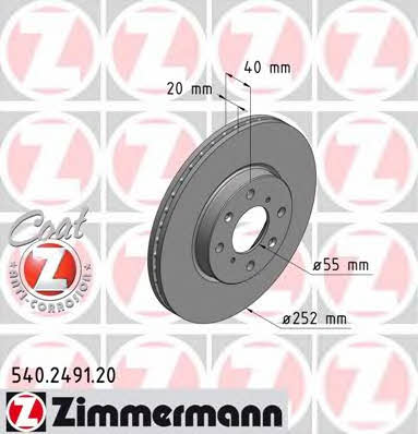 Otto Zimmermann 540.2491.20 Тормозной диск передний вентилируемый 540249120: Отличная цена - Купить в Польше на 2407.PL!