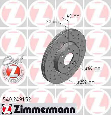 Otto Zimmermann 540.2491.52 Brake disc 540249152: Buy near me in Poland at 2407.PL - Good price!