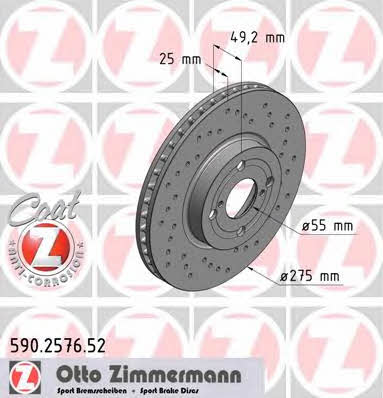 Otto Zimmermann 590.2576.52 Front brake disc ventilated 590257652: Buy near me in Poland at 2407.PL - Good price!