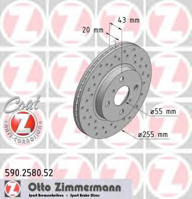 Otto Zimmermann 590.2580.52 Wentylowana przednia tarcza hamulcowa 590258052: Dobra cena w Polsce na 2407.PL - Kup Teraz!