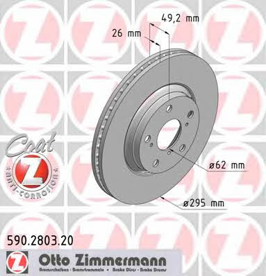 Otto Zimmermann 590.2803.20 Тормозной диск передний вентилируемый 590280320: Отличная цена - Купить в Польше на 2407.PL!