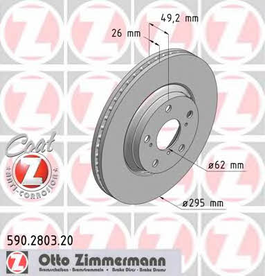 Otto Zimmermann 590.2803.20 Wentylowana przednia tarcza hamulcowa 590280320: Dobra cena w Polsce na 2407.PL - Kup Teraz!