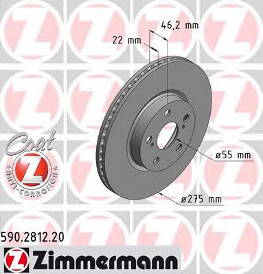 Otto Zimmermann 590.2812.20 Front brake disc ventilated 590281220: Buy near me in Poland at 2407.PL - Good price!