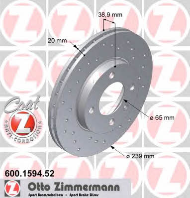 Otto Zimmermann 600.1594.52 Front brake disc ventilated 600159452: Buy near me in Poland at 2407.PL - Good price!