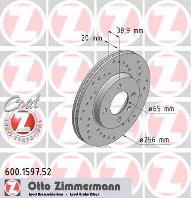 Otto Zimmermann 600.1597.52 Front brake disc ventilated 600159752: Buy near me in Poland at 2407.PL - Good price!