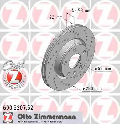 Otto Zimmermann 600.3207.52 Front brake disc ventilated 600320752: Buy near me in Poland at 2407.PL - Good price!