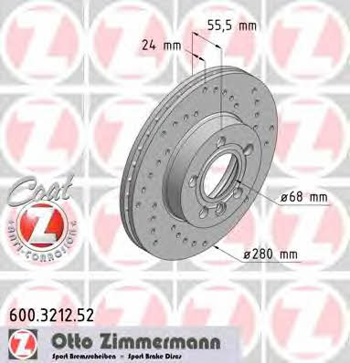 Otto Zimmermann 600.3212.52 Тормозной диск передний вентилируемый 600321252: Отличная цена - Купить в Польше на 2407.PL!