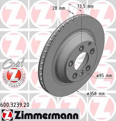 Otto Zimmermann 600.3239.20 Тормозной диск задний вентилируемый 600323920: Отличная цена - Купить в Польше на 2407.PL!