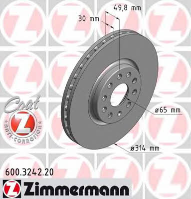 Otto Zimmermann 600.3242.20 Front brake disc ventilated 600324220: Buy near me in Poland at 2407.PL - Good price!