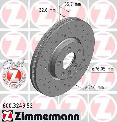 Otto Zimmermann 600.3249.52 Тормозной диск передний вентилируемый 600324952: Отличная цена - Купить в Польше на 2407.PL!