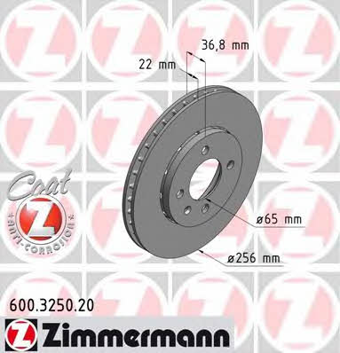 Otto Zimmermann 600.3250.20 Тормозной диск передний вентилируемый 600325020: Отличная цена - Купить в Польше на 2407.PL!