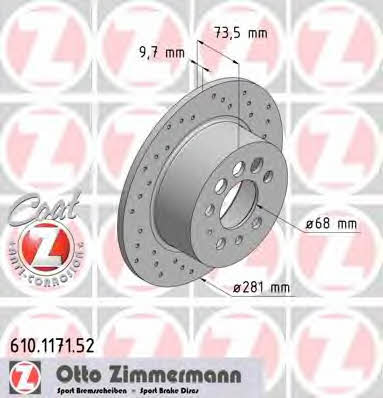 Otto Zimmermann 610.1171.52 Диск гальмівний 610117152: Приваблива ціна - Купити у Польщі на 2407.PL!