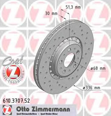 Otto Zimmermann 610.3707.52 Тормозной диск передний вентилируемый 610370752: Отличная цена - Купить в Польше на 2407.PL!