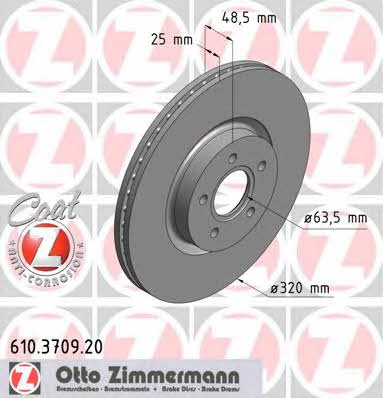 Otto Zimmermann 610.3709.20 Тормозной диск передний вентилируемый 610370920: Отличная цена - Купить в Польше на 2407.PL!