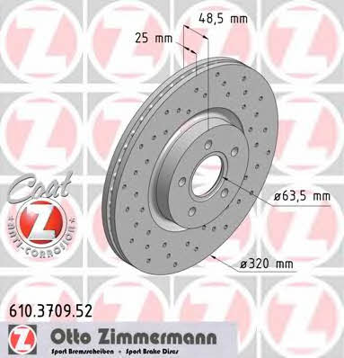 Otto Zimmermann 610.3709.52 Front brake disc ventilated 610370952: Buy near me in Poland at 2407.PL - Good price!