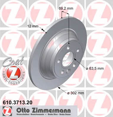 Otto Zimmermann 610.3713.20 Rear brake disc, non-ventilated 610371320: Buy near me in Poland at 2407.PL - Good price!