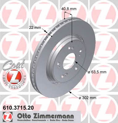 Otto Zimmermann 610.3715.20 Rear ventilated brake disc 610371520: Buy near me in Poland at 2407.PL - Good price!