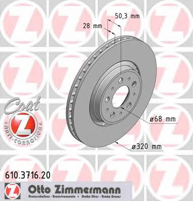 Otto Zimmermann 610.3716.20 Front brake disc ventilated 610371620: Buy near me in Poland at 2407.PL - Good price!